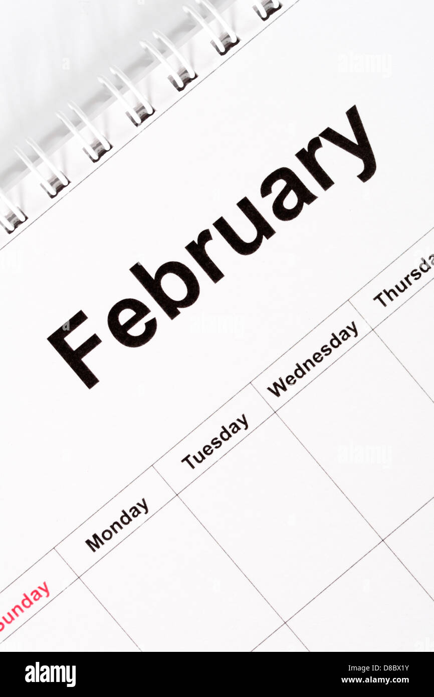 Calendar month of February Stock Photo
