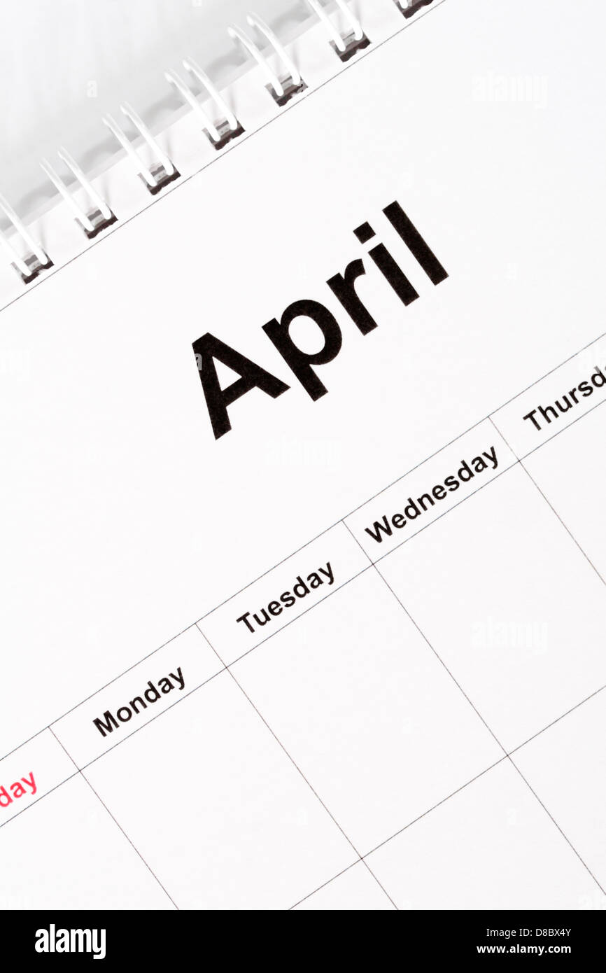 Calendar month of April Stock Photo