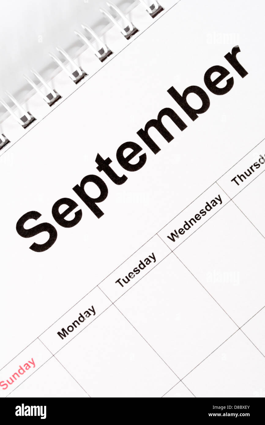 Calendar month of September Stock Photo