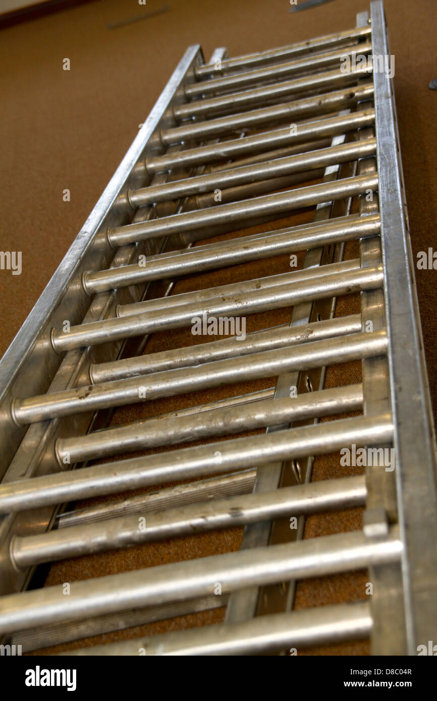 Aluminium three section ladder Stock Photo