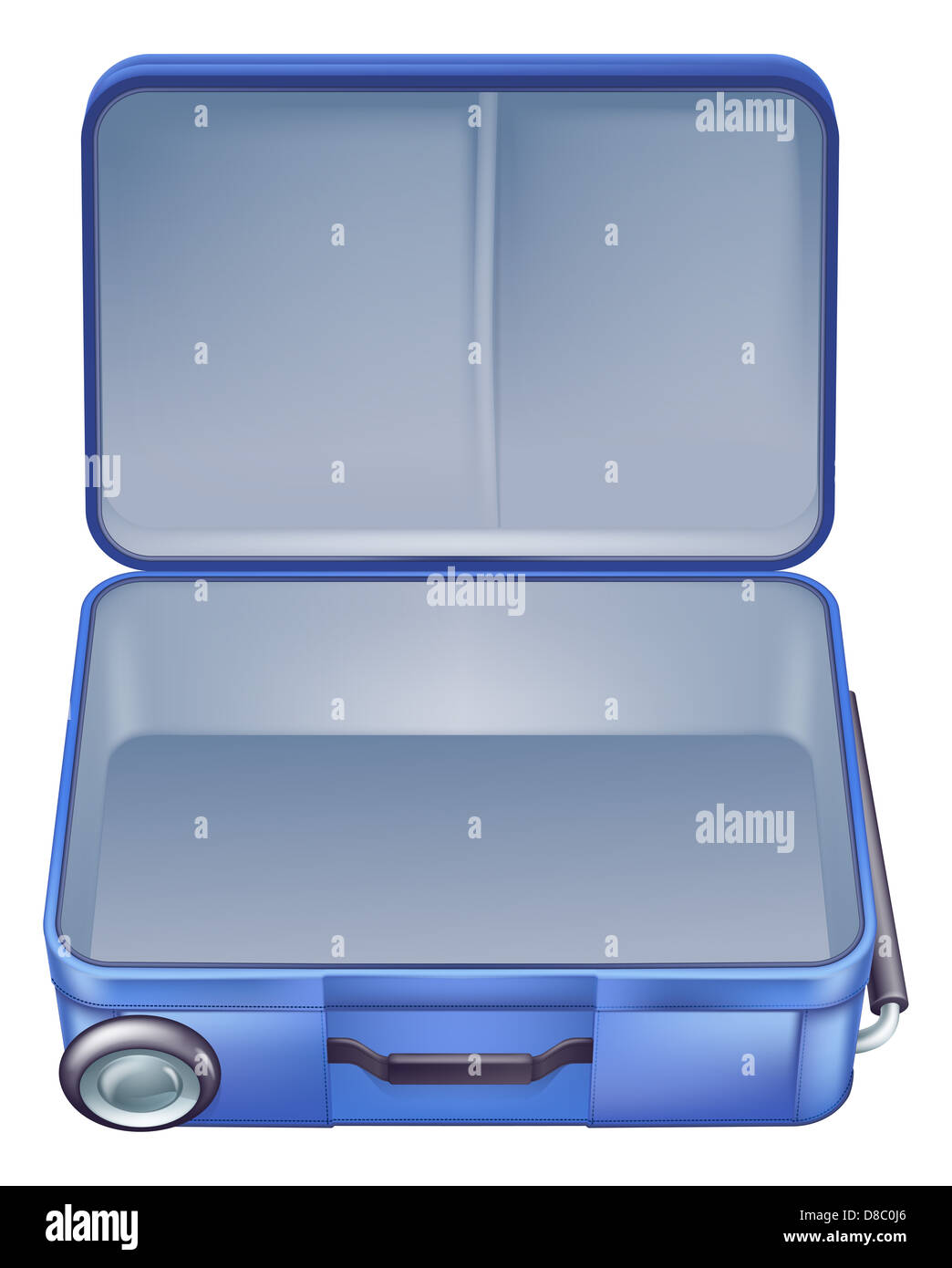 An illustration of an empty suitcase ready to b packed for a summer