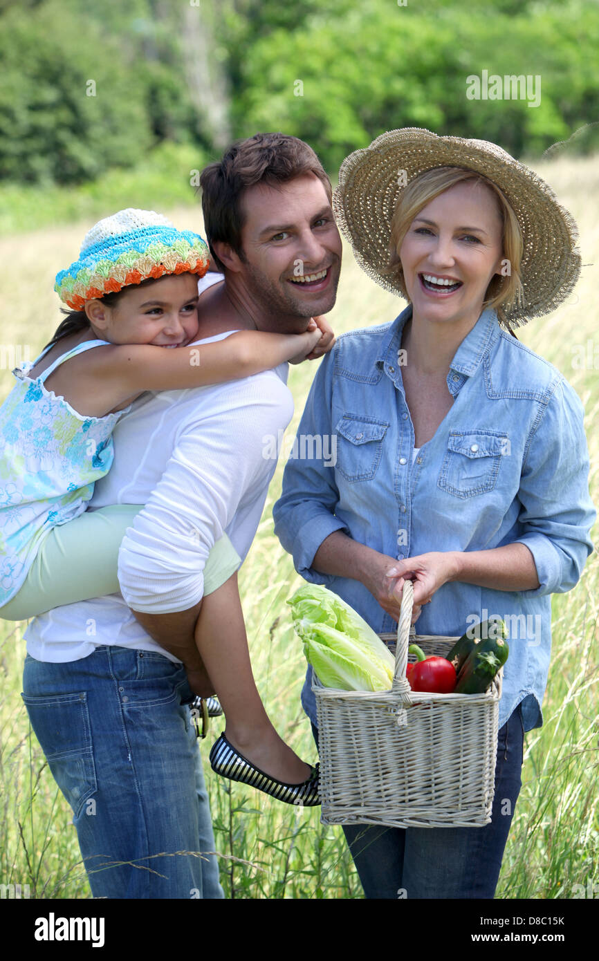 family in a field Stock Photo - Alamy