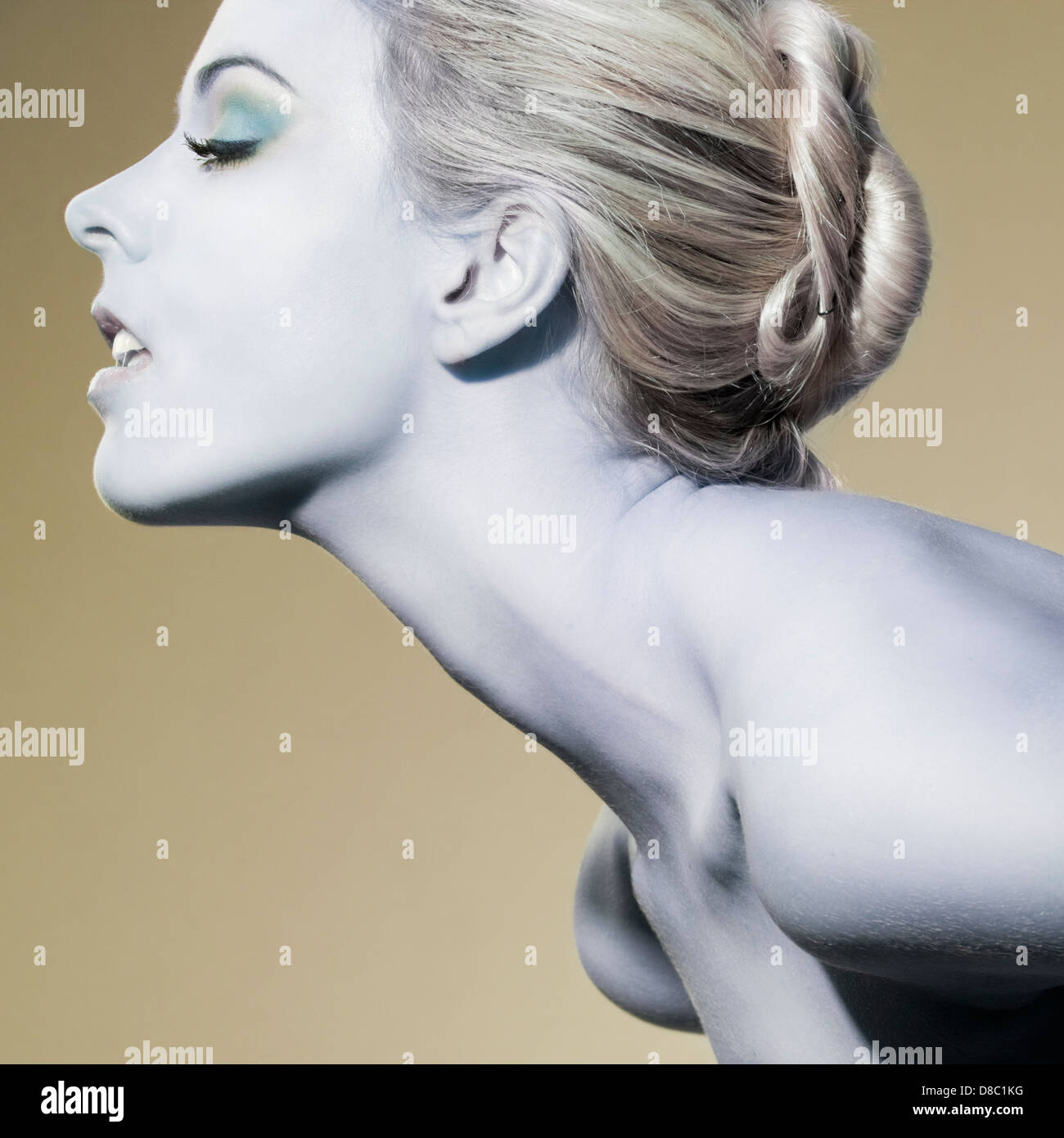 Attractive blond young woman with eyes closed Stock Photo - Alamy