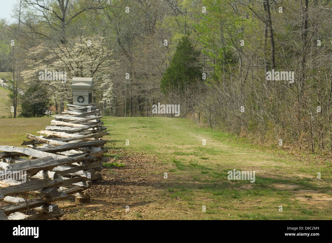 Hornets' Nest area of the Sunken Road battlefield, Shiloh National Military Park, Tennessee. Digital photograph Stock Photo