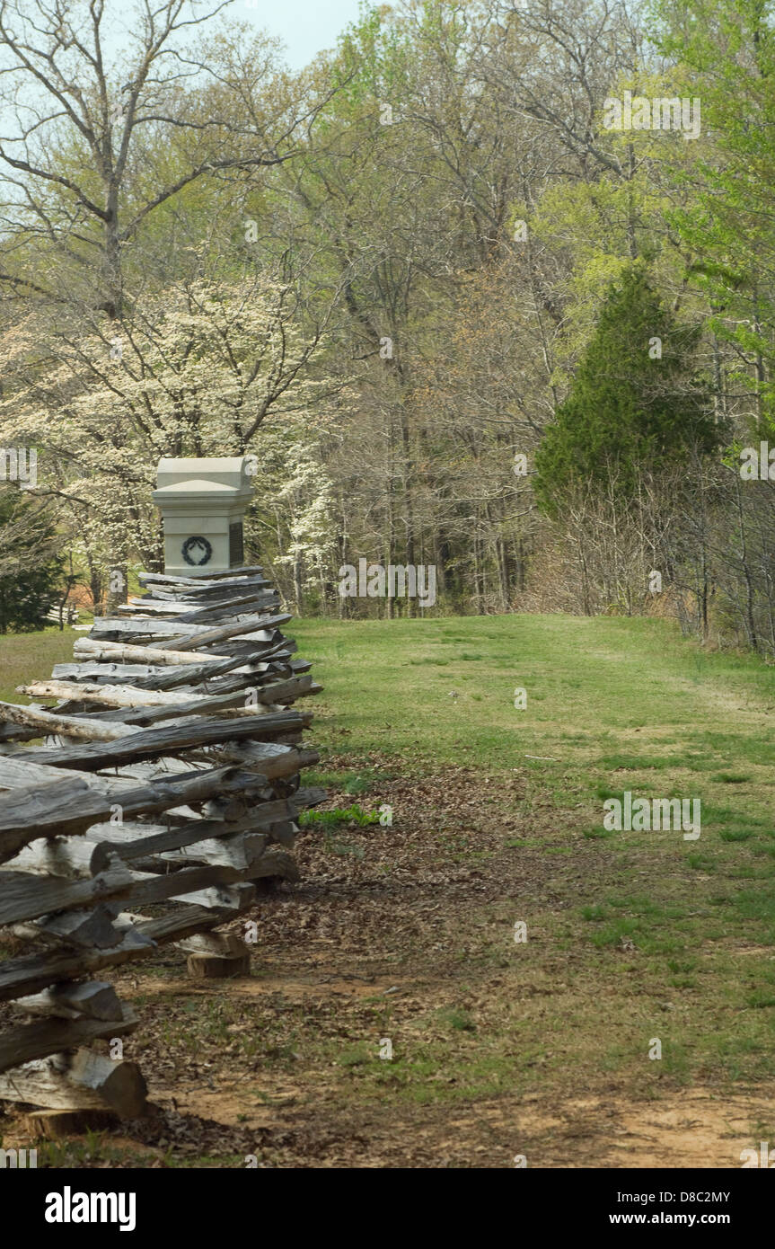 Hornets' Nest area of the Sunken Road battlefield, Shiloh National Military Park, Tennessee. Digital photograph Stock Photo