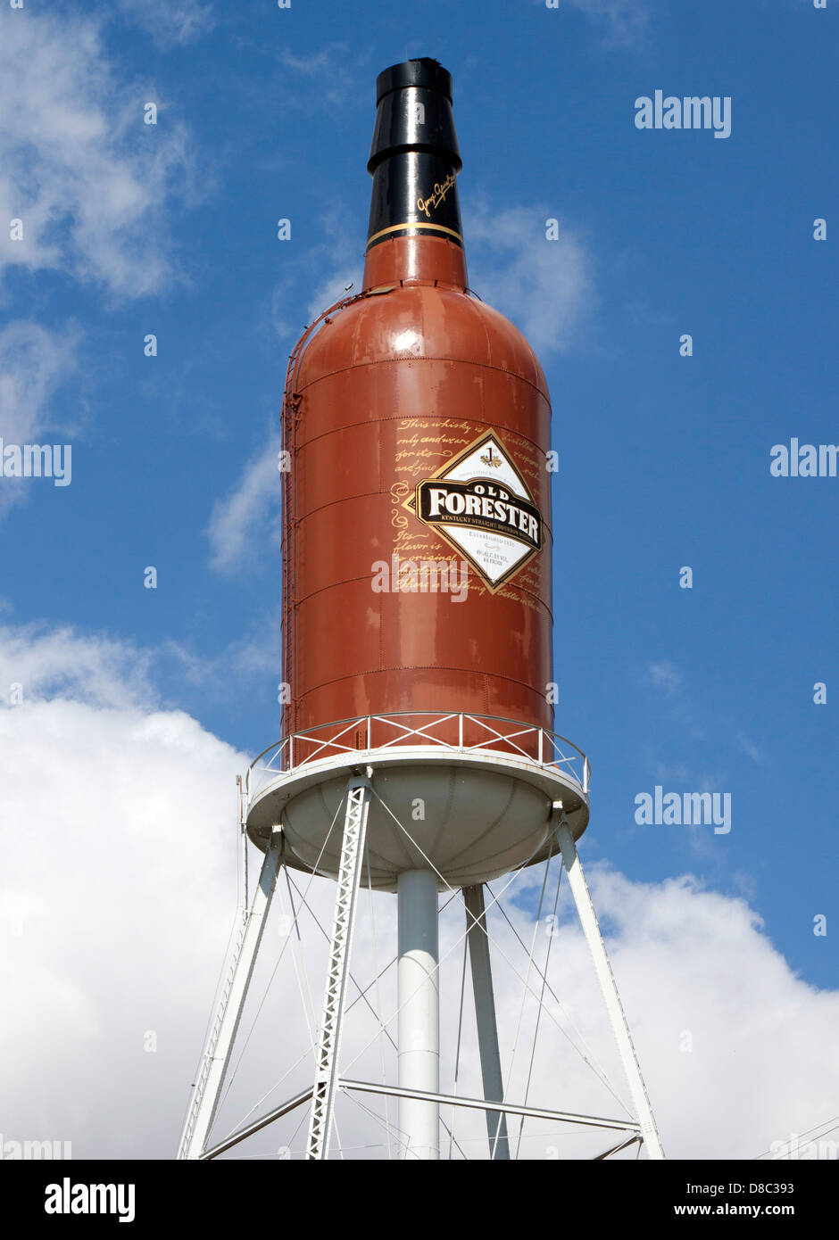 Worlds Largest Whiskey Bottle Water Tower in Louisville Kentucky Stock Photo