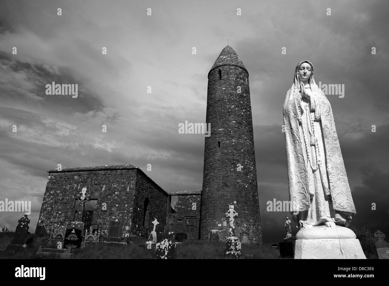 Turlough Round Tower, County Mayo, Ireland. Stock Photo