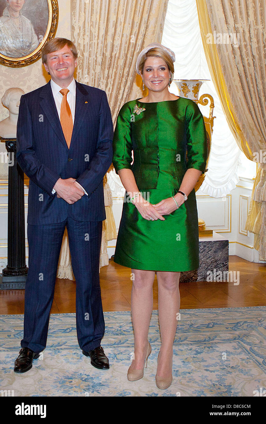 King Willem-Alexander and Queen Maxima of The Netherlands arrive in  Luxembourg for an introductory visit on 24 May 2013. It is the first  official foreign visit of the new King of The
