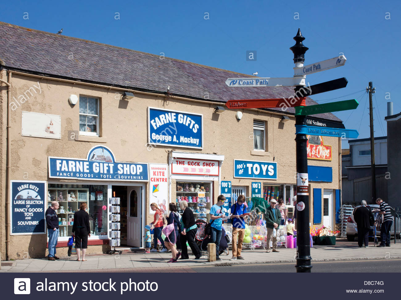 Shops in Seahouses, Northumberland, England UK Stock Photo 56817392