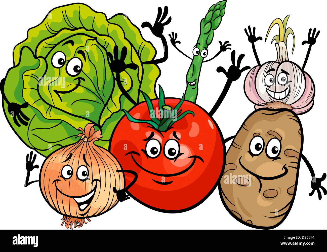 Cartoon Illustration of Funny Vegetables Food Characters Group Stock