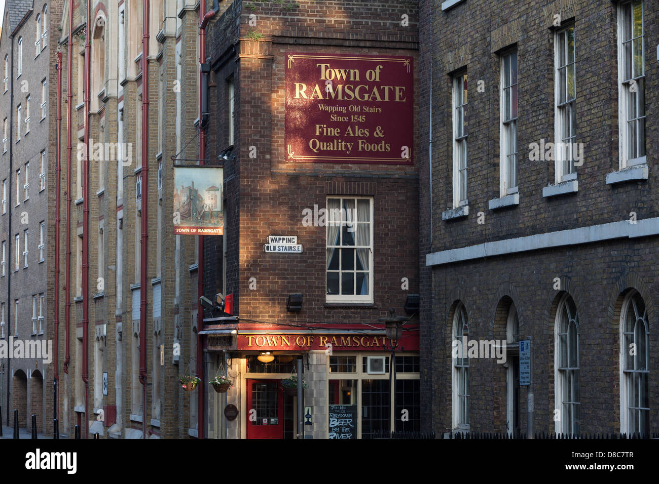 Town of Ramsgate public house, Wapping High Street, London that backs on to the river Thames. Stock Photo