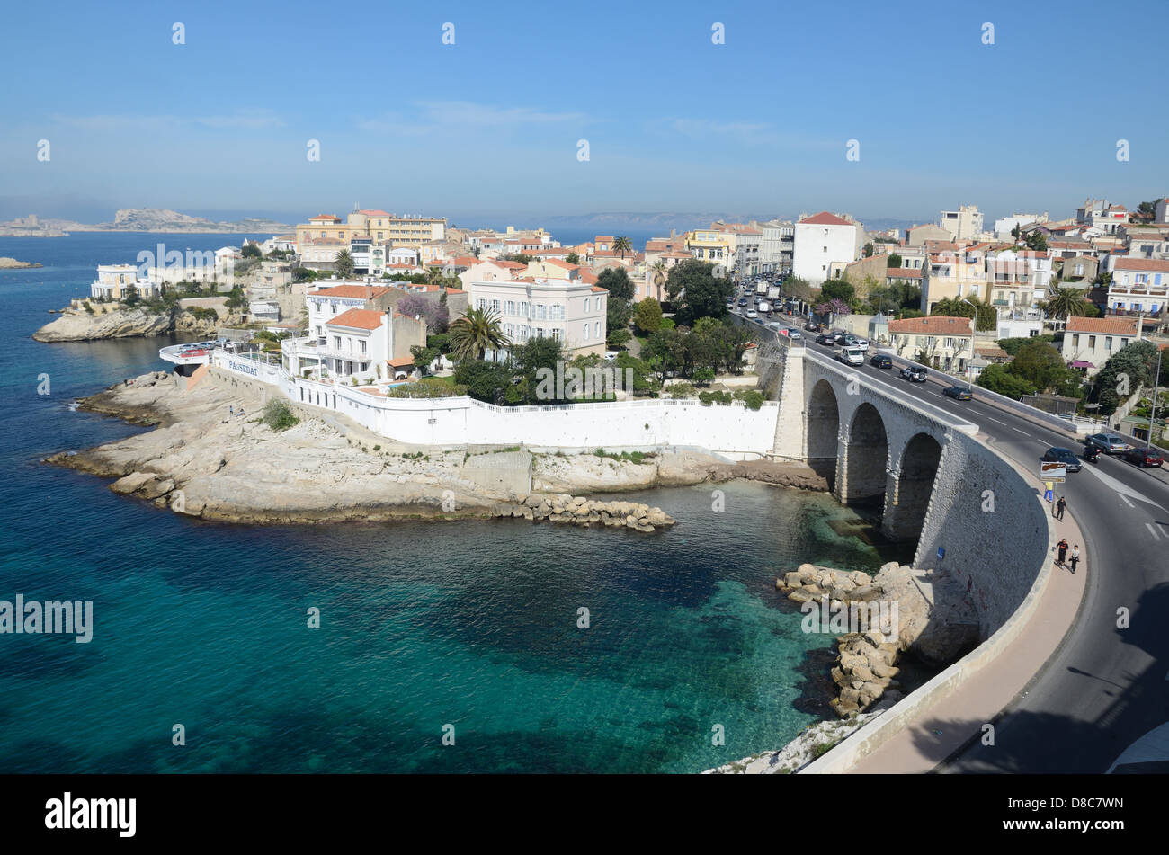 Anse de la Fausse Monnaie and Malmousque Peninsula Along the Coast Road or Corniche Kennedy Marseille Provence France Stock Photo