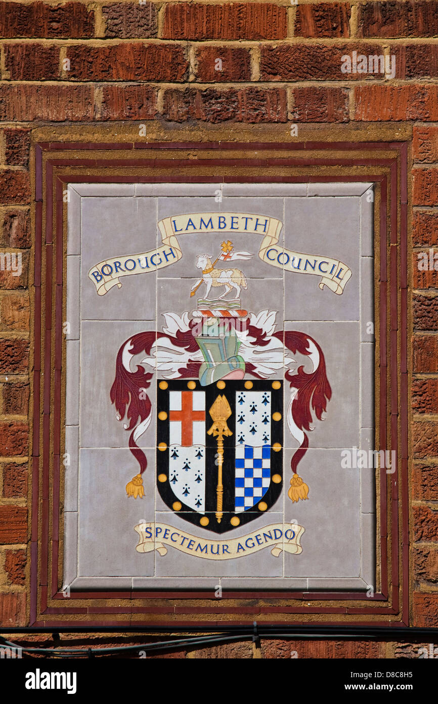 Lambeth council tiled sign-London Stock Photo