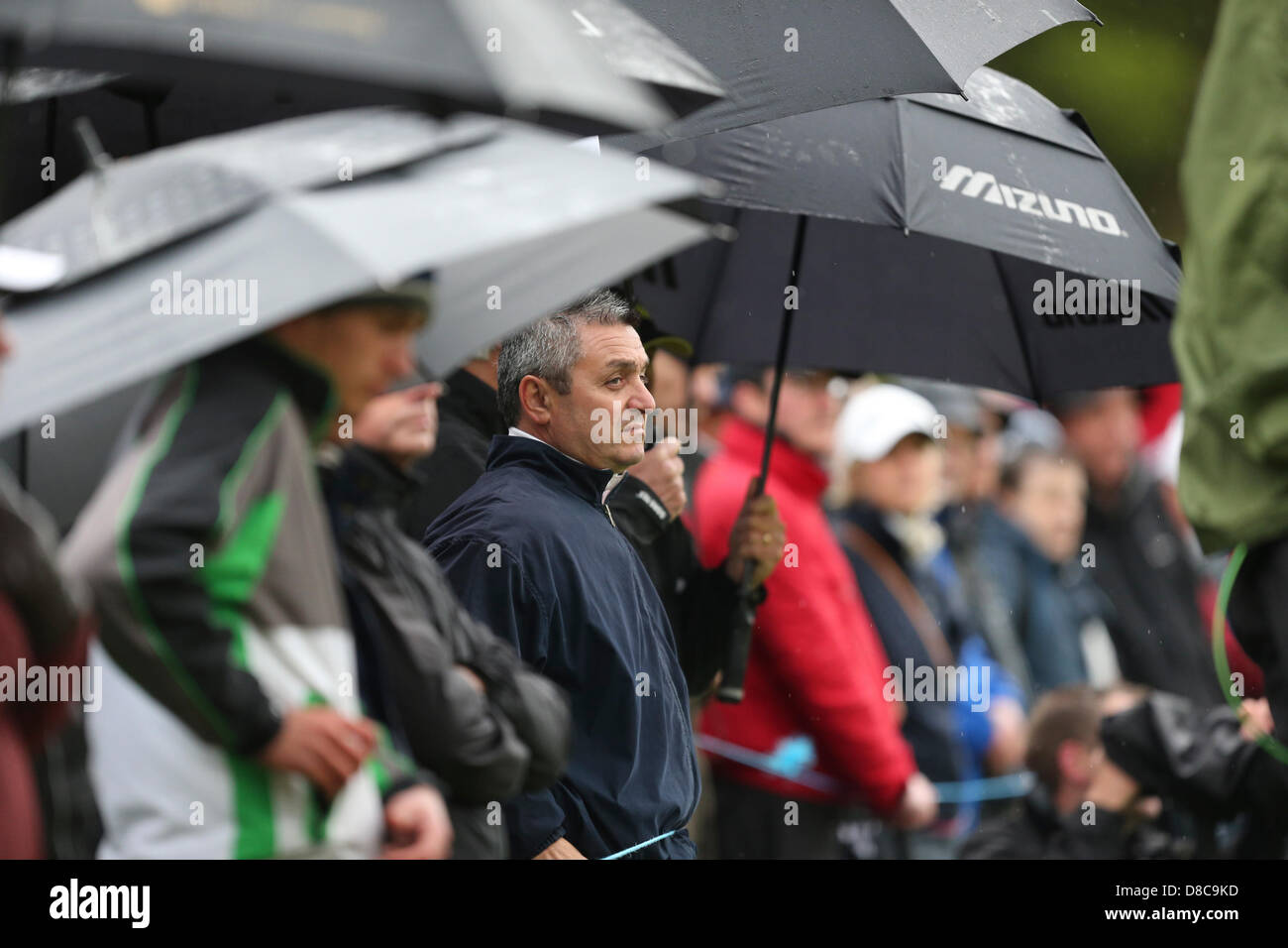 Wentworth, UK. 24th May 2013. Italian supporters for Matteo Manassero (ITA) look dejected during the Second Round of the 2013 BMW PGA Championship from Wentworth Golf Club. Credit:  Action Plus Sports Images / Alamy Live News Stock Photo
