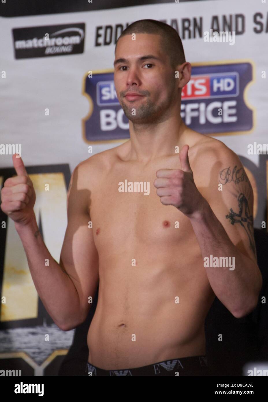 London, UK. 24th May 2013. Liverpool boxer Tony Bellew weighs in at the London O2 Piazza ahead of his Light Heavyweight rematch against South African Isaac Chilemba. Credit:  Paul McCabe / Alamy Live News Stock Photo