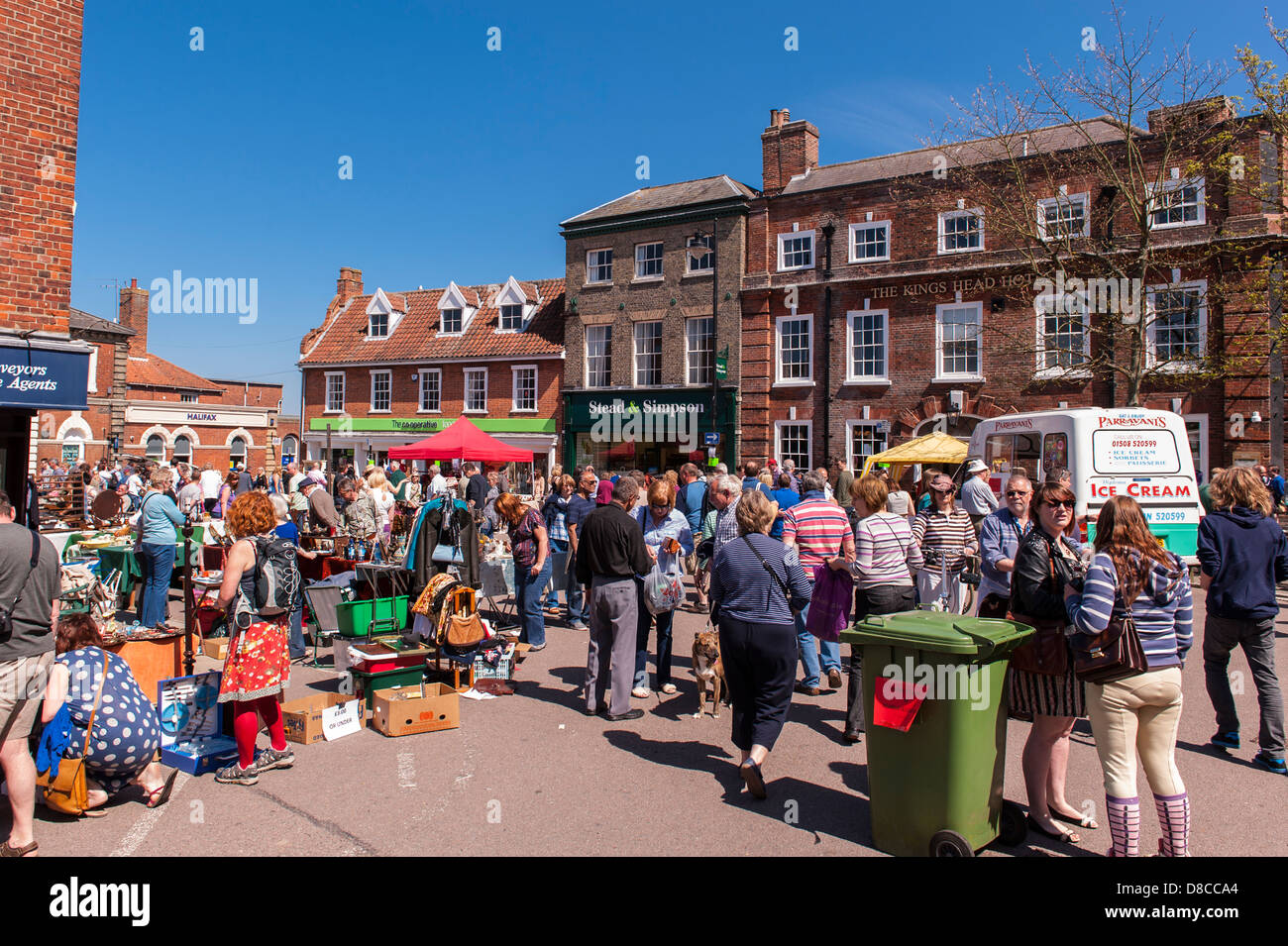 An antiques fair in the town centre of Beccles , Suffolk , England , Britain , Uk Stock Photo