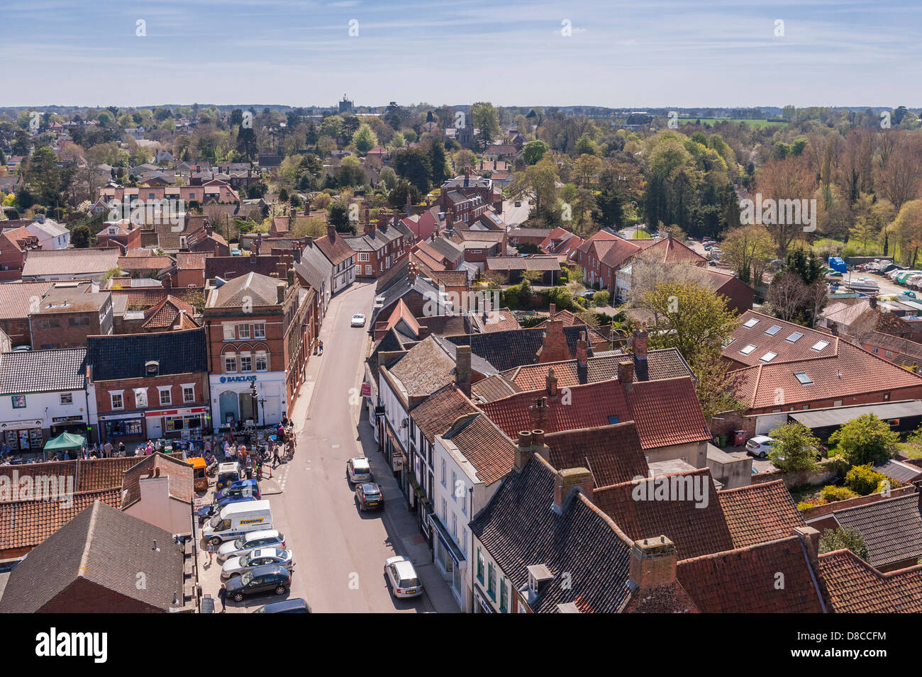 A view of Beccles from the top of the church tower in Beccles , Suffolk , England , Britain , Uk Stock Photo