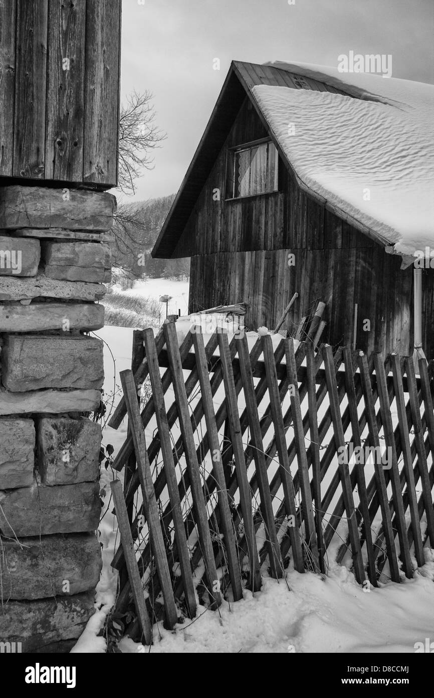 Black wood fences Black and White Stock Photos & Images - Alamy
