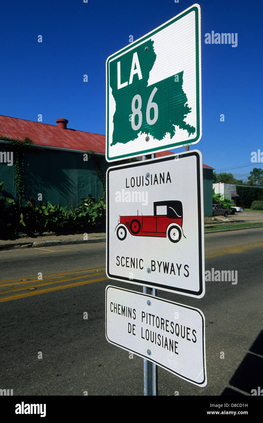 Elk283-4180v Louisiana, Cajun Country, New Iberia, Main Street, highway sign Stock Photo
