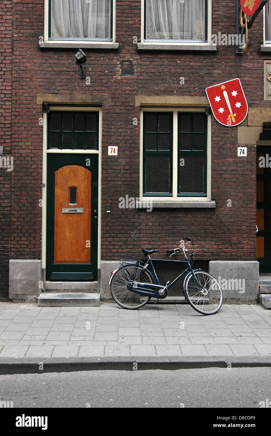 Bicycle parking next to the wall in Haarlem, The Netherlands Stock Photo Alamy