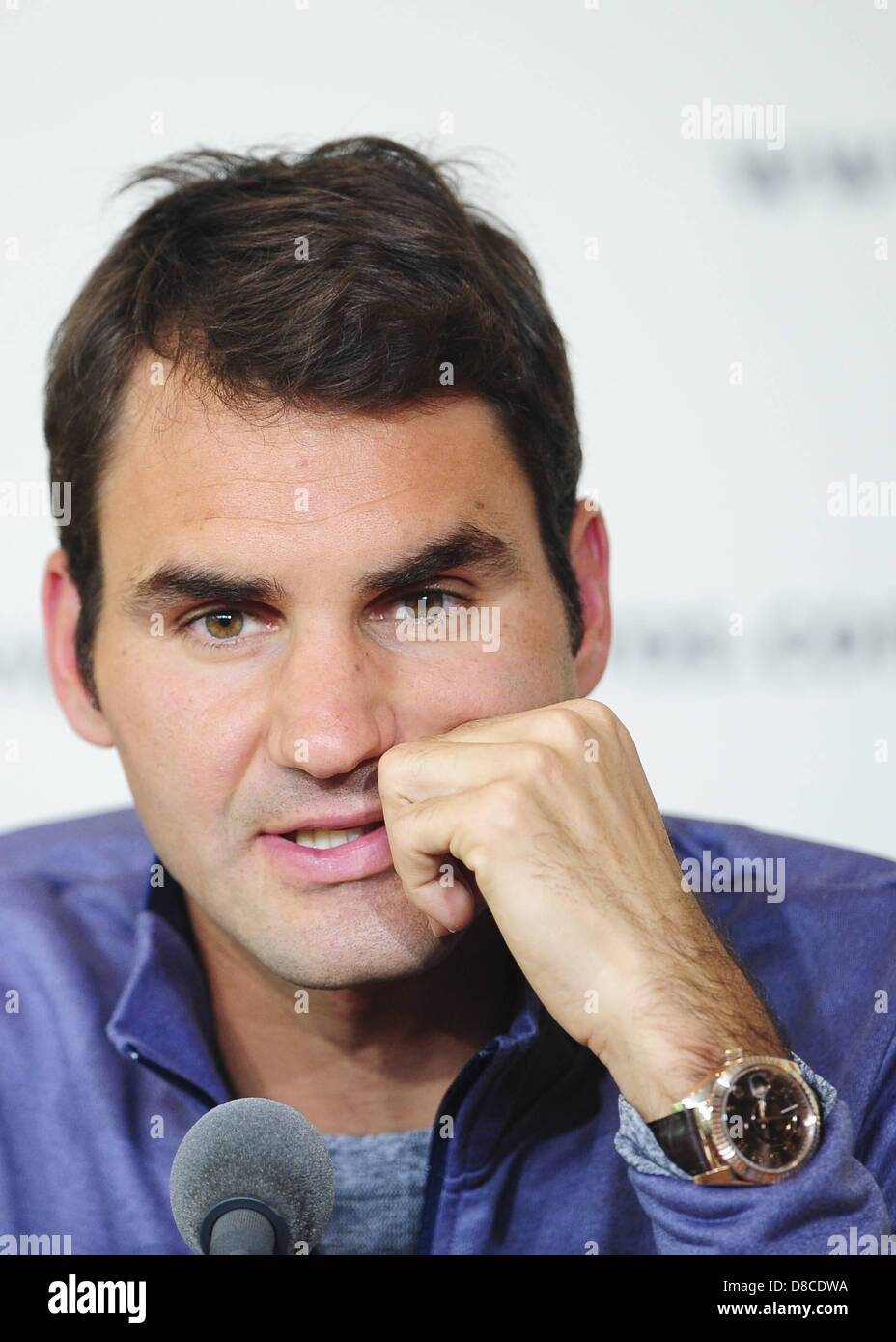 24 05 2013 Paris France. Roger Federer SUI Roland Garros tennis open press announcement and draw. Stock Photo