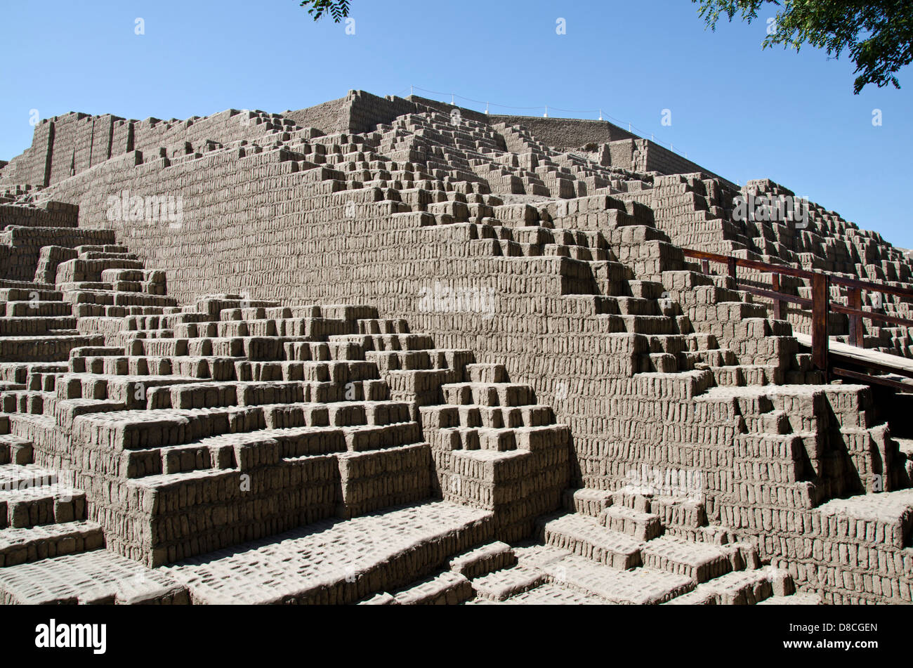 Huaca Pucllana. Lima culture 200 AD and 700 AD. Miraflores district. Lima city. Peru.Archaeological site. Stock Photo
