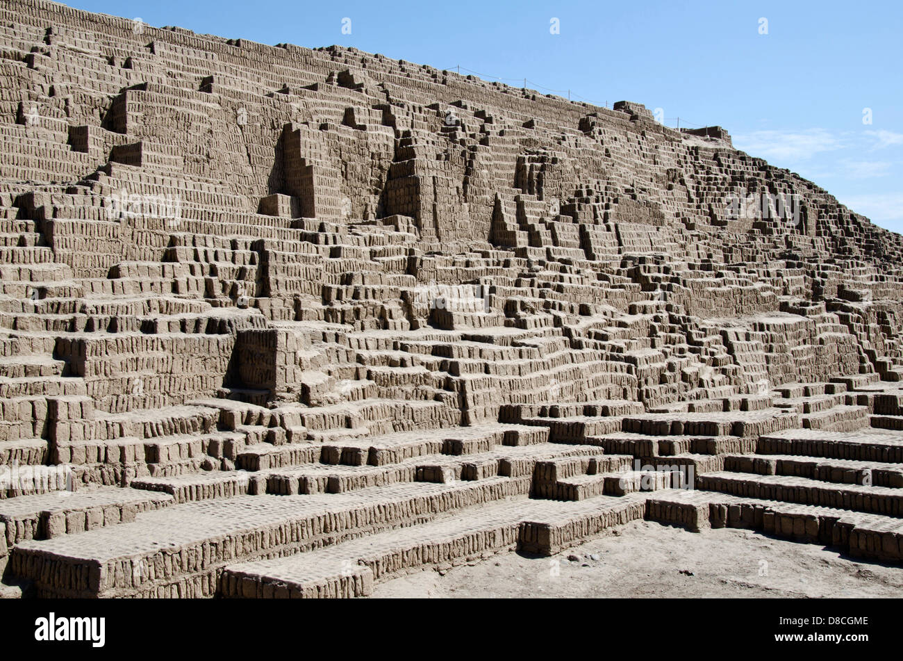 Huaca Pucllana. Lima culture 200 AD and 700 AD. Miraflores district. Lima city. Peru.Archaeological site. Stock Photo