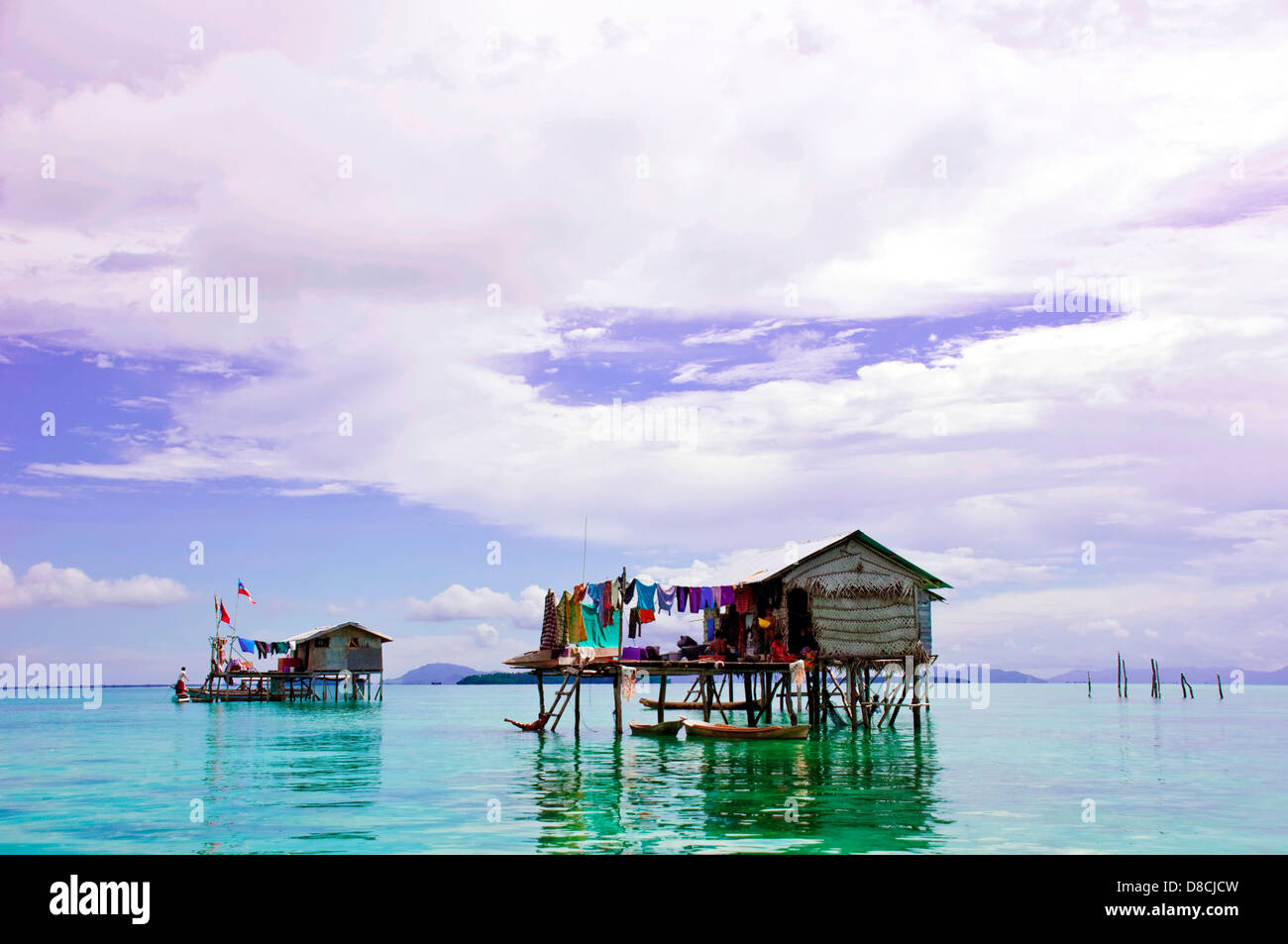 floating house in Semporna Island in Sabah on Apr 22 2013 Stock Photo