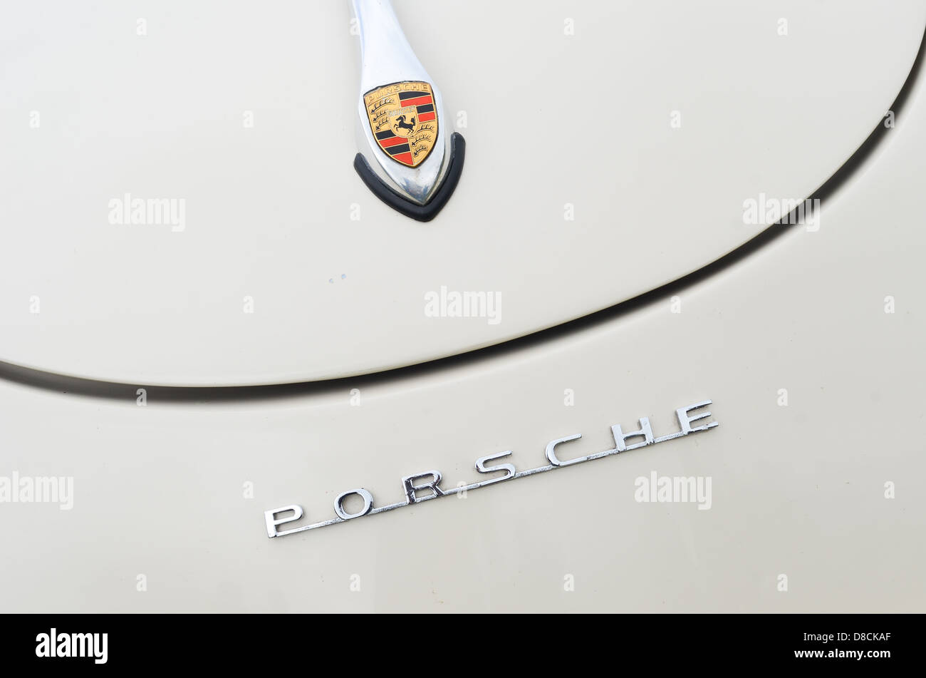 Close-up of a classic car – Porsche Speedster. Stock Photo