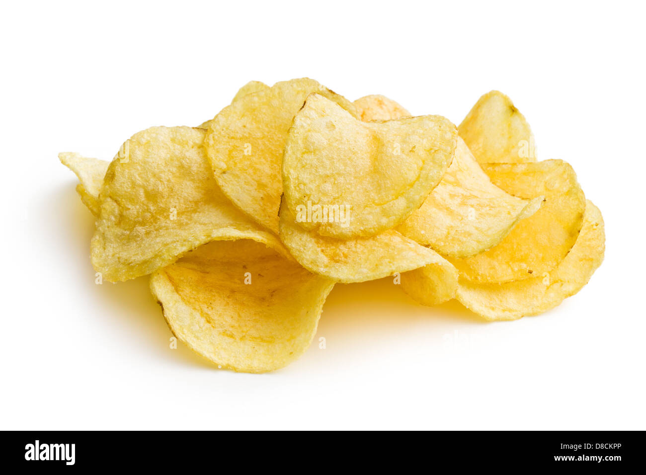 crispy potato chips on white background Stock Photo