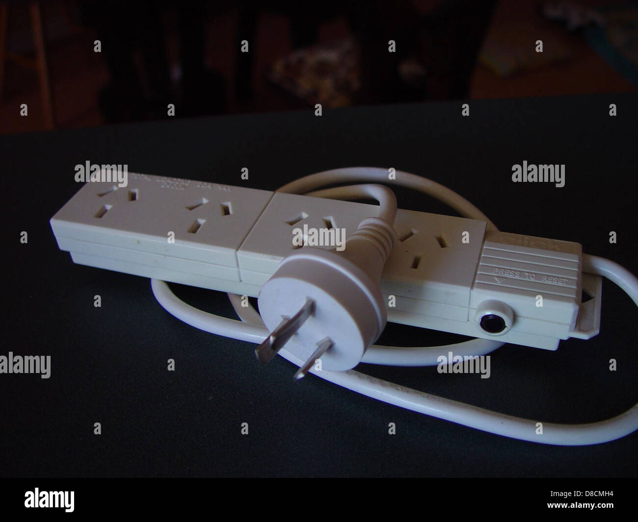 Four way power board Australian plugs Stock Photo Alamy