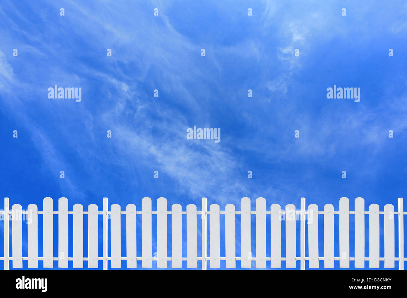 white fence and blue sky Stock Photo - Alamy