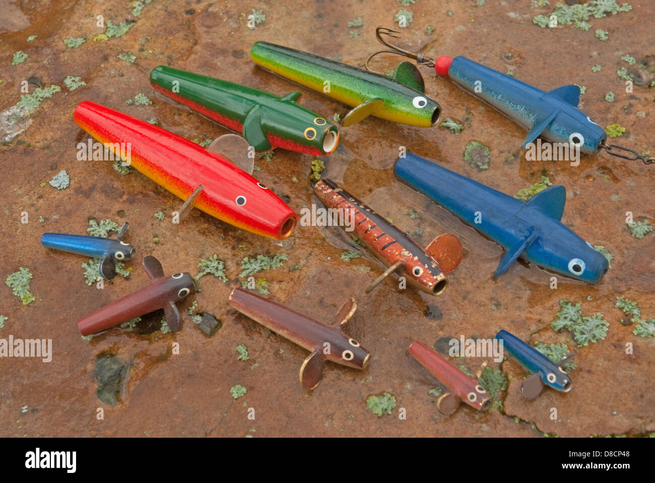 A selection of vintage Devon Minnow fishing lures Stock Photo - Alamy