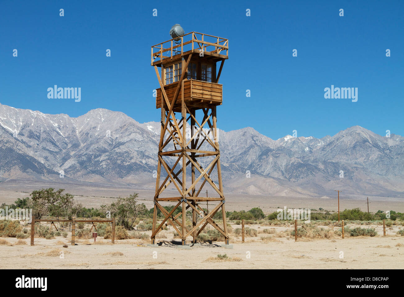 Manzanar National Historic Site War Relocation Center for Japanese American citizens and resident Japanese aliens WW2 internment camp . Stock Photo