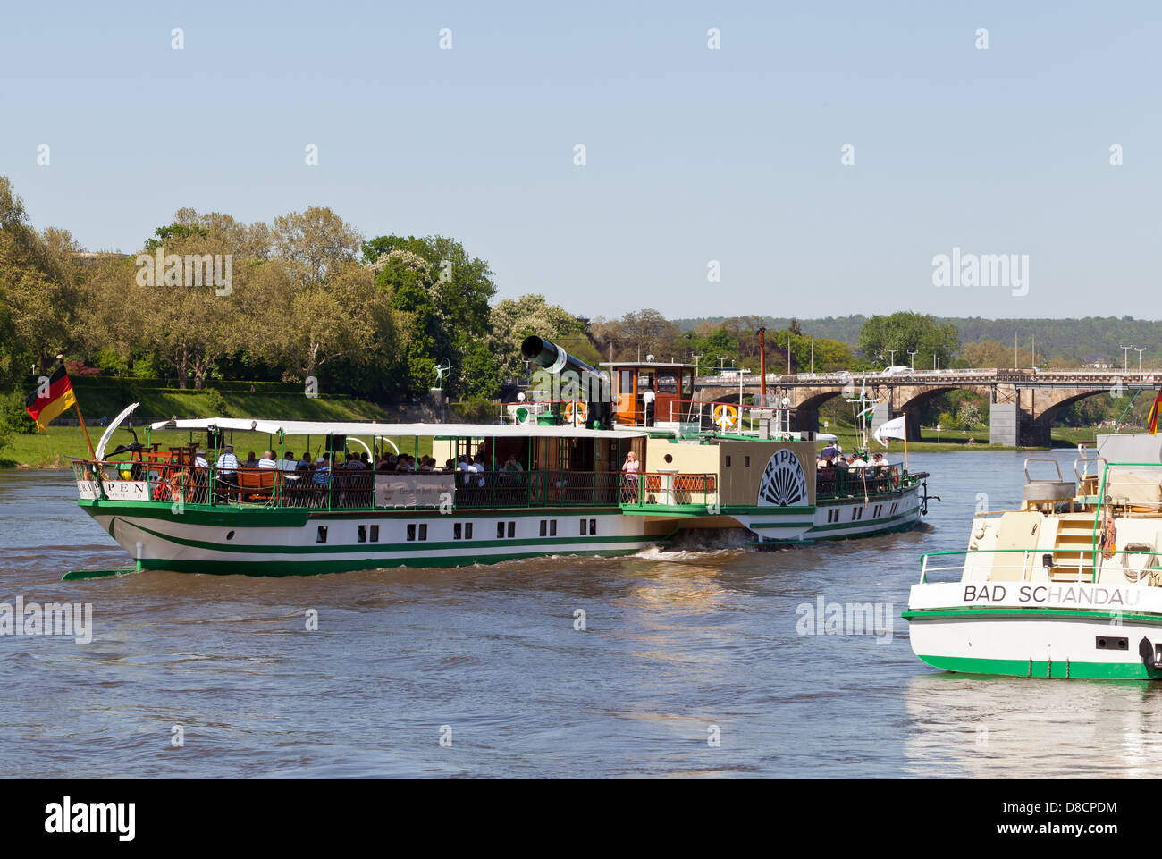 Dresden River cruise ship on the Elbe river; Saxonia, Germany, Europe