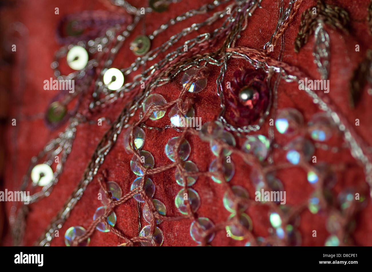 Closeup of intricate details in Indian wedding fabrics Stock Photo