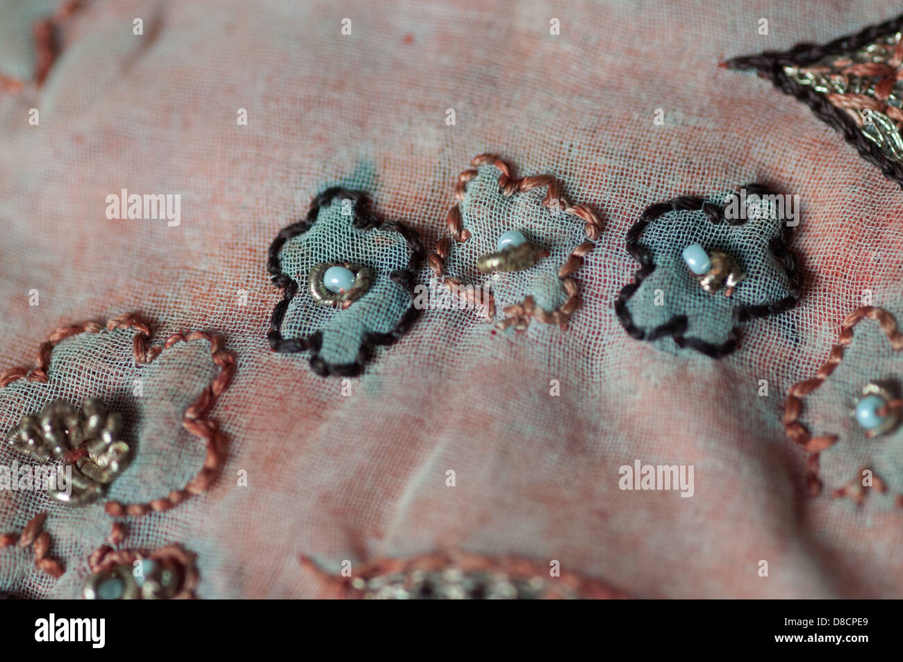 Closeup of intricate details in Indian wedding fabrics Stock Photo Alamy