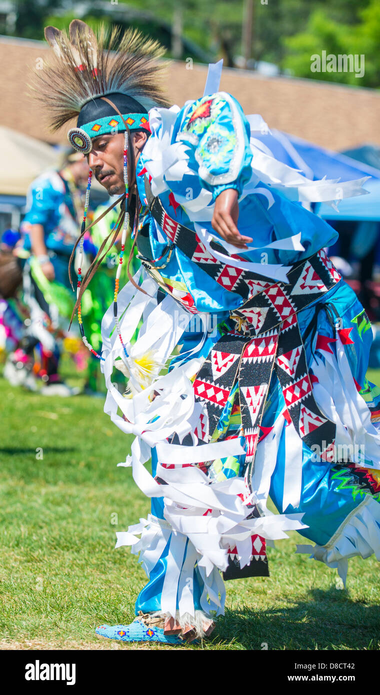 An unidentified Native Indian man takes part at the Mariposa 20th