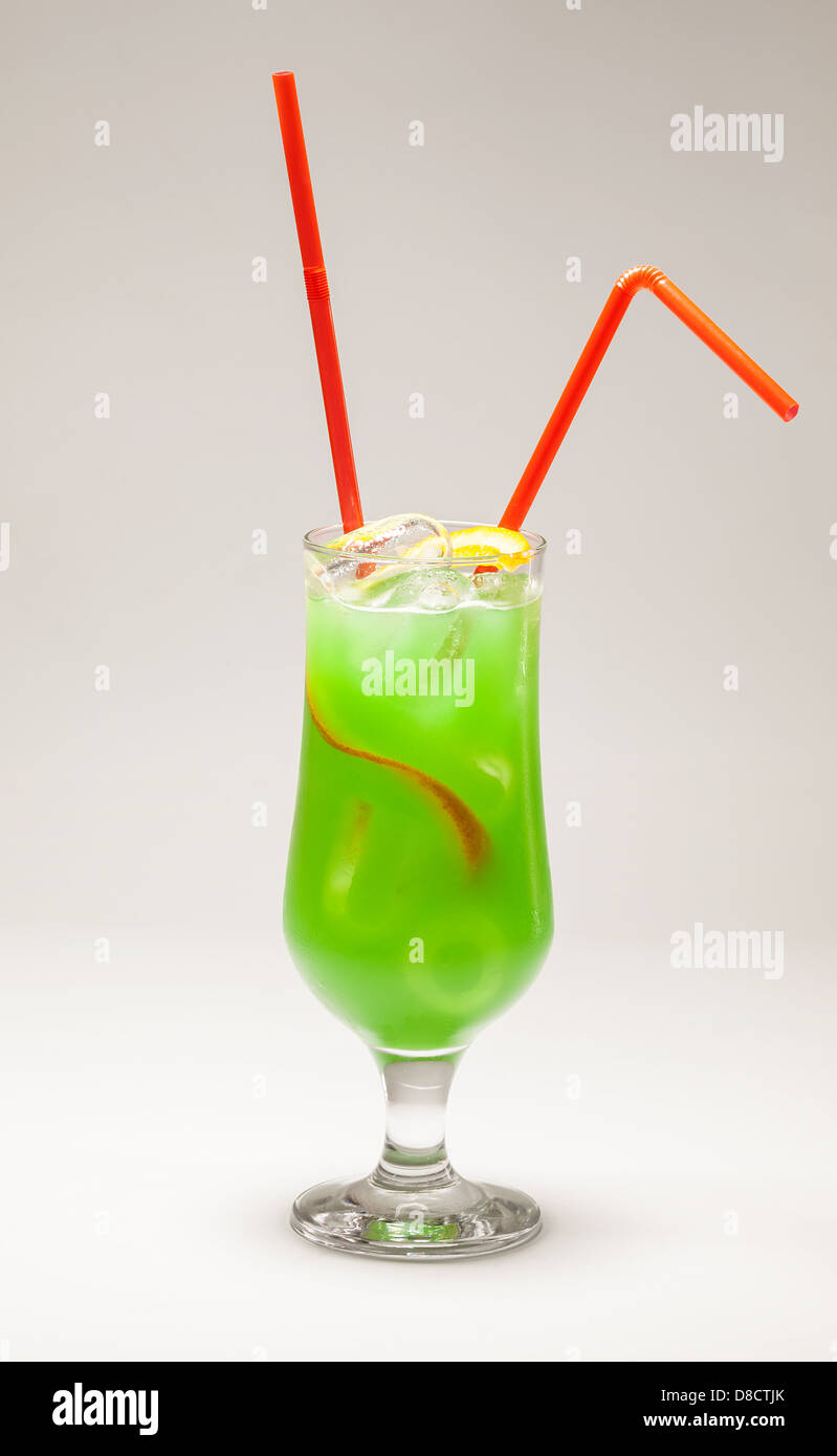 Cocktail of juice and alcohol drink, colorful refreshment drink, studio