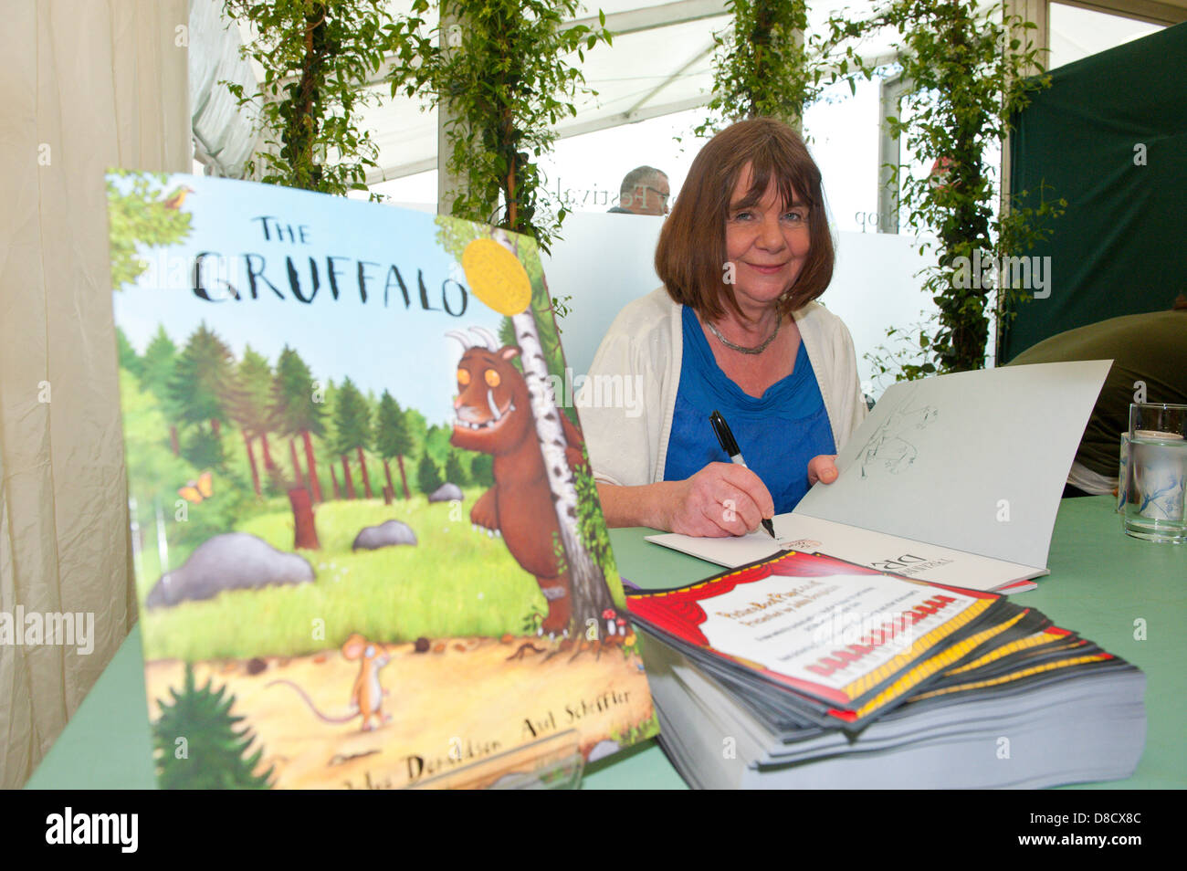 Hay-On-Wye, UK. 25th May 2013. Julia Donaldson signs books on the third day of The Telegraph Hay Festival. Photo Credit: Graham M. Lawrence/Alamy Live News. Stock Photo