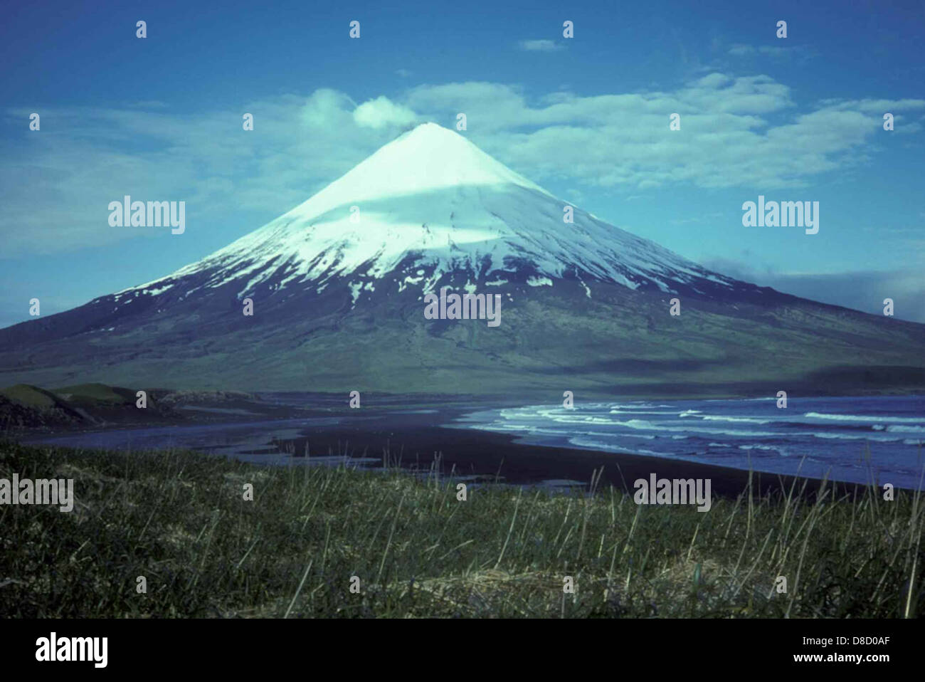 Mount Cleveland volcano islands of four mountains. Stock Photo