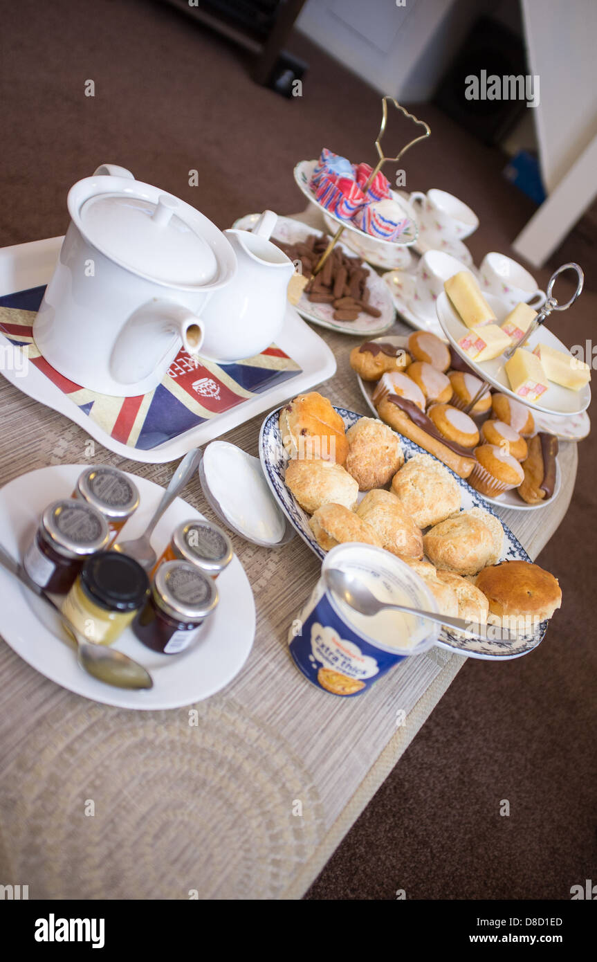 Traditional English British Homemade Afternoon Tea at Home Stock Photo
