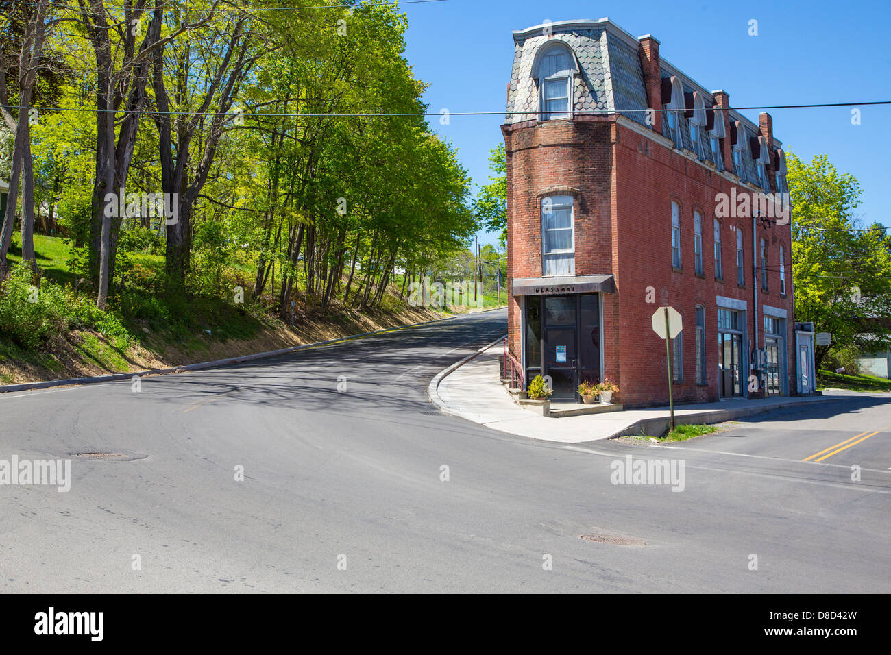 Historic Millikins Corner on the old race course in Watkins Glen New York in the Finger Lakes of New York State Stock Photo