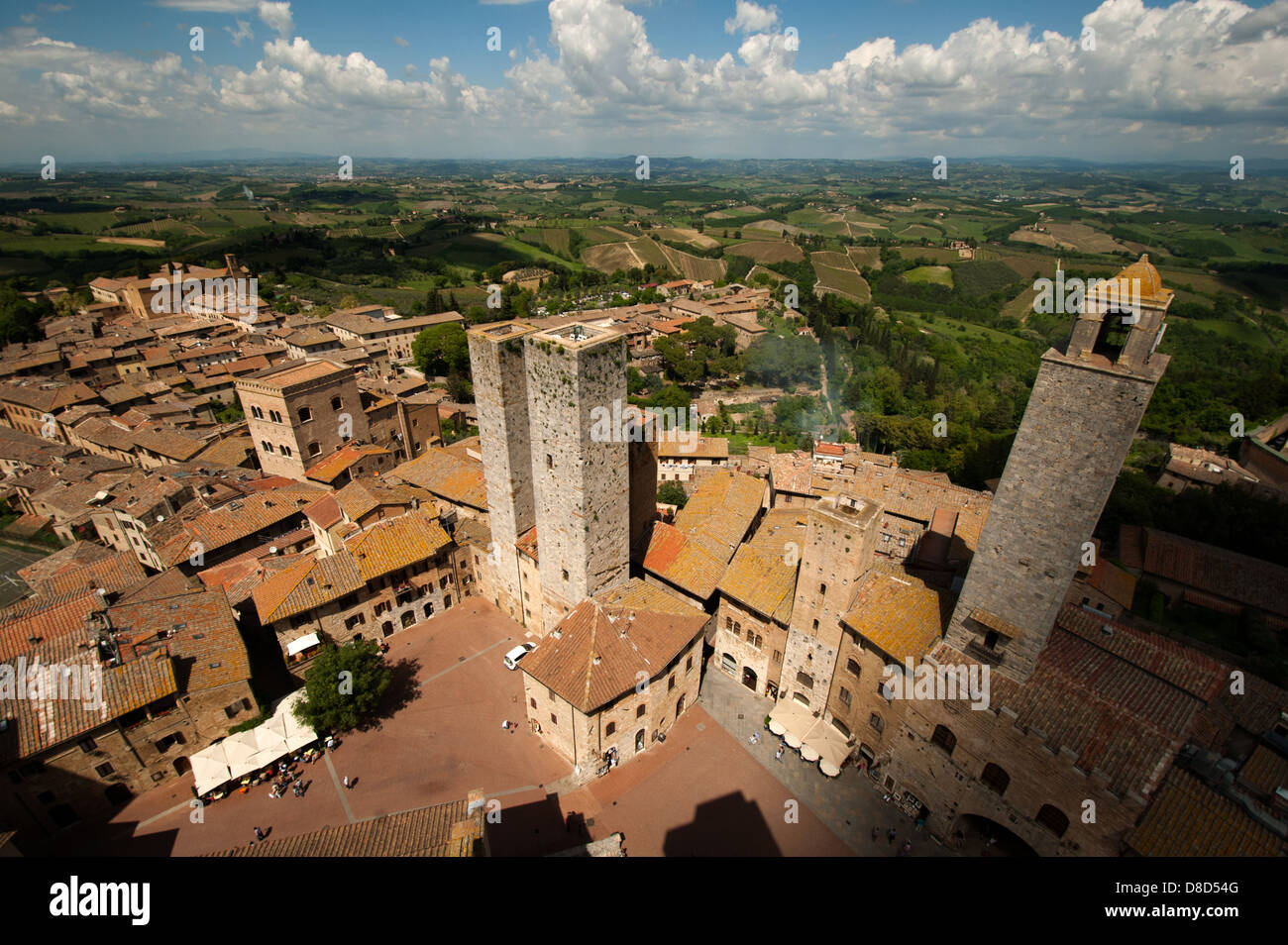 View over the medieval hilltop town San Gimignano, Tuscany, Italy, Europe Stock Photo
