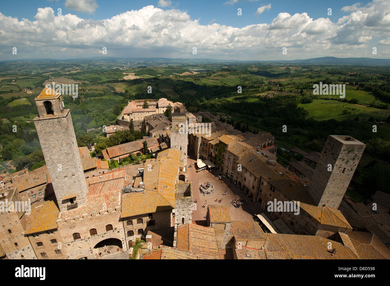 View over the medieval hilltop town San Gimignano, Tuscany, Italy, Europe Stock Photo