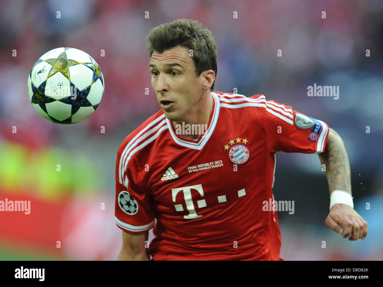 Munich's Mario Mandzukic in action during the UEFA soccer Champions League  final between Borussia Dortmund and Bayern Munich at Wembley stadium in  London, England, 25 May 2013. Photo: Andreas Gebert/dpa +++(c) dpa -