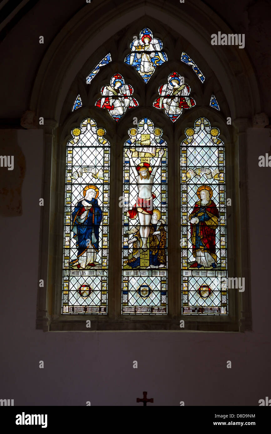 Stained glass window in the Church of St Pancras, Arlington, East Sussex, UK Stock Photo