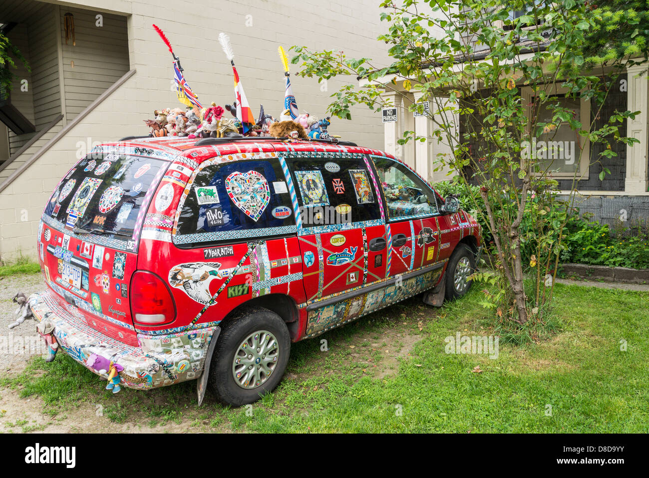 Quirky decorated Canadian car Stock Photo