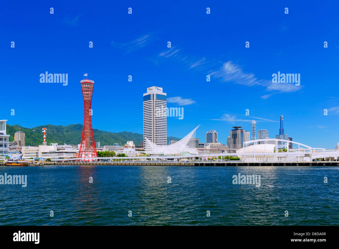 Port of Kobe and Port Tower Stock Photo