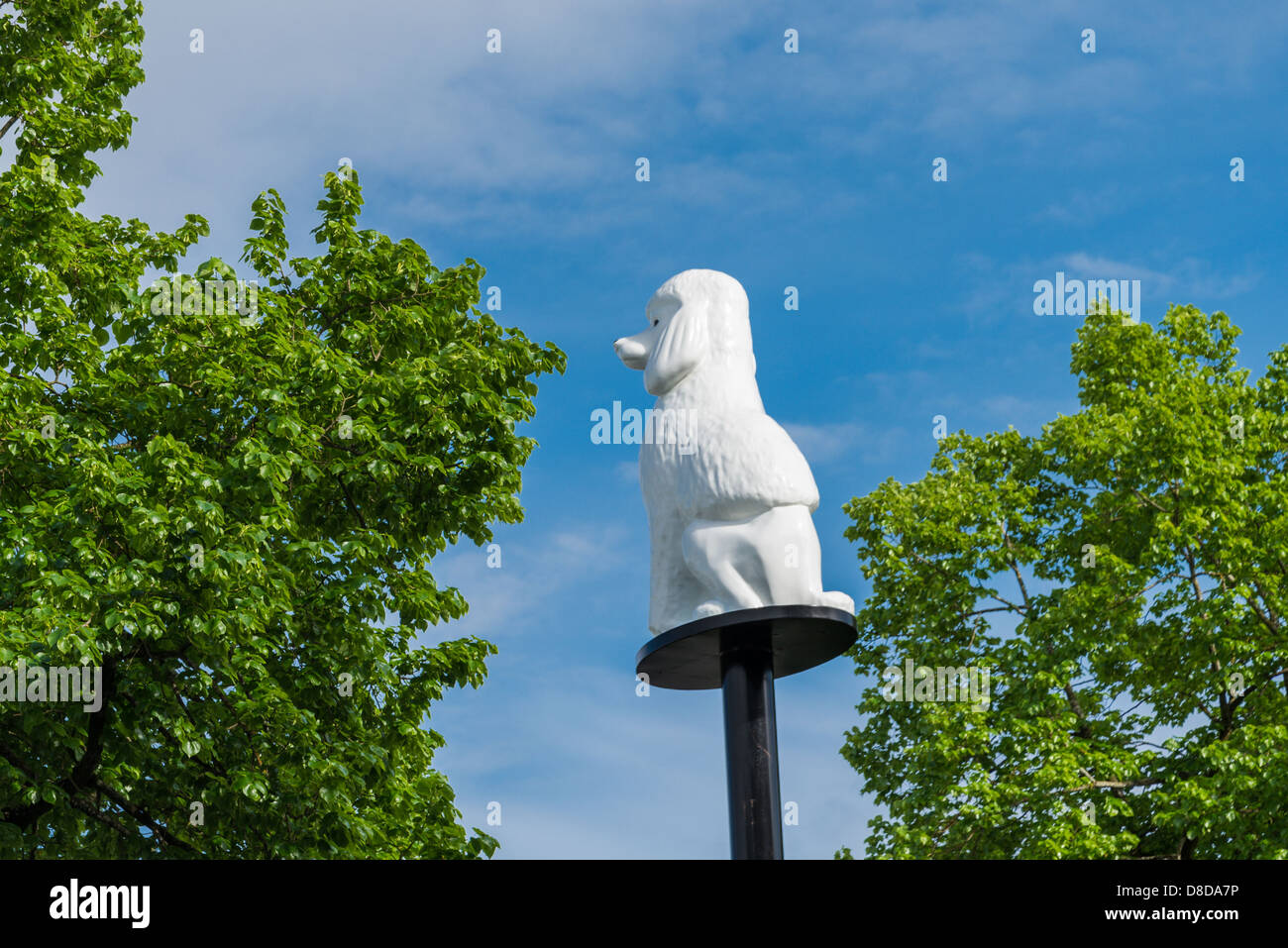Controversial poodle sculpture, by artist Gisele Amantea, Main St. Vancouver, British Columbia